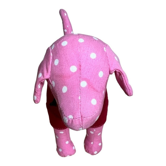 Victoria Secret PINK & White Polka Dot Peace & Love Dog Stuffed Animal Plush - Picture 4 of 4